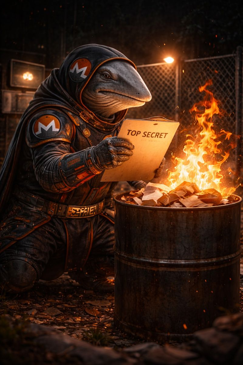 Monero Whale burning secret documents